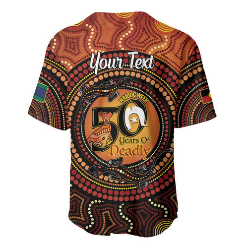 NAIDOC Week 2026 Personalised Baseball Jersey 50 Years of Deadly Lizard Kangaroo Aboriginal Art