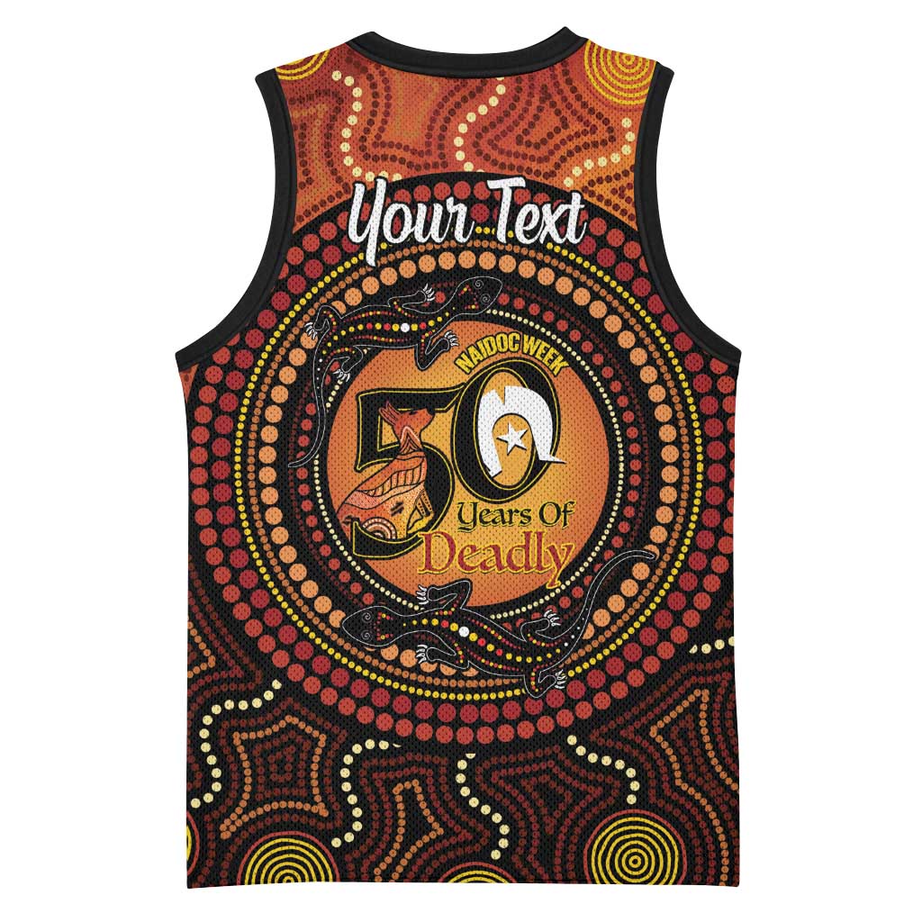 NAIDOC Week 2026 Personalised Basketball Jersey 50 Years of Deadly Lizard Kangaroo Aboriginal Art
