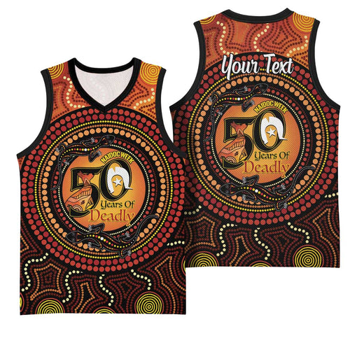 NAIDOC Week 2026 Personalised Basketball Jersey 50 Years of Deadly Lizard Kangaroo Aboriginal Art