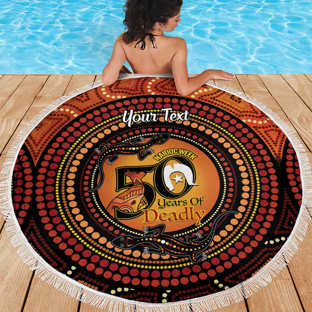 NAIDOC Week 2026 Personalised Beach Blanket 50 Years of Deadly Lizard Kangaroo Aboriginal Art