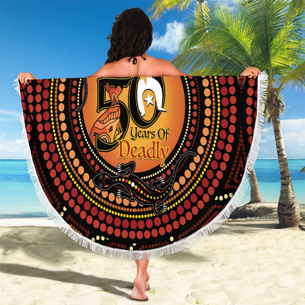 NAIDOC Week 2026 Personalised Beach Blanket 50 Years of Deadly Lizard Kangaroo Aboriginal Art