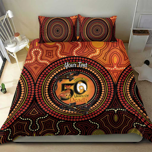 NAIDOC Week 2026 Personalised Bedding Set 50 Years of Deadly Lizard Kangaroo Aboriginal Art