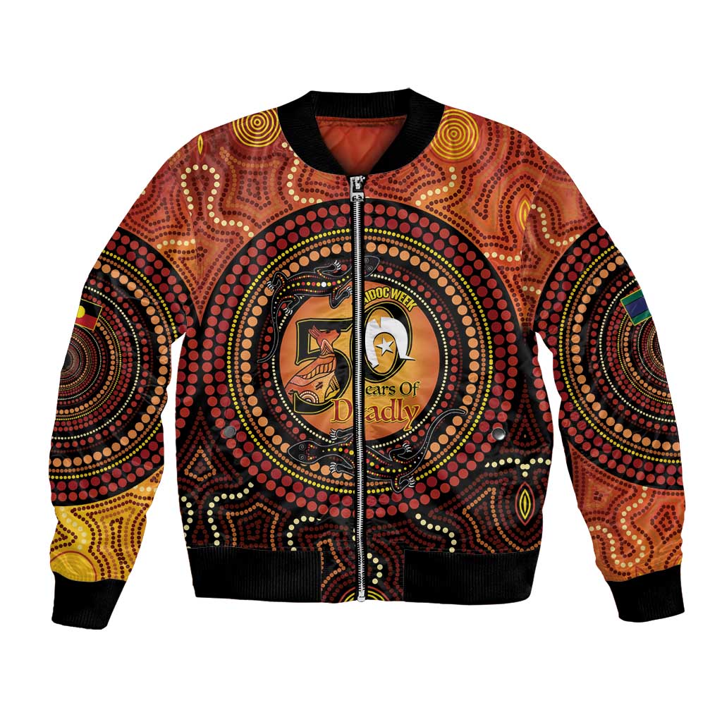 NAIDOC Week 2026 Personalised Bomber Jacket 50 Years of Deadly Lizard Kangaroo Aboriginal Art