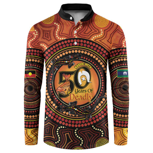 NAIDOC Week 2026 Personalised Button Sweatshirt 50 Years of Deadly Lizard Kangaroo Aboriginal Art