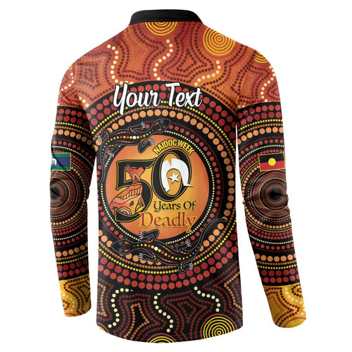 NAIDOC Week 2026 Personalised Button Sweatshirt 50 Years of Deadly Lizard Kangaroo Aboriginal Art