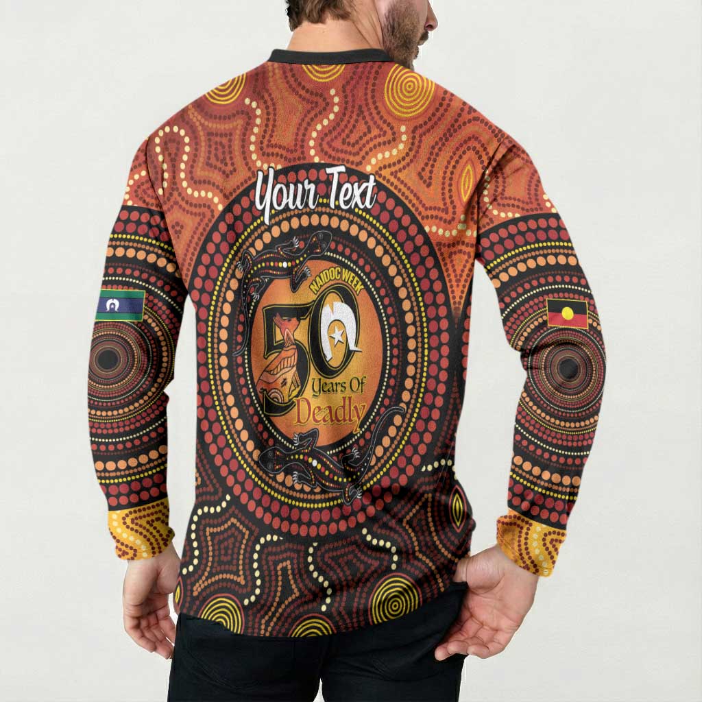 NAIDOC Week 2026 Personalised Button Sweatshirt 50 Years of Deadly Lizard Kangaroo Aboriginal Art