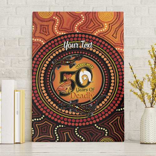 NAIDOC Week 2026 Personalised Canvas Wall Art 50 Years of Deadly Lizard Kangaroo Aboriginal Art