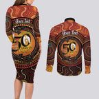 NAIDOC Week 2026 Personalised Couples Matching Long Sleeve Bodycon Dress and Long Sleeve Button Shirt 50 Years of Deadly Lizard Kangaroo Aboriginal Art
