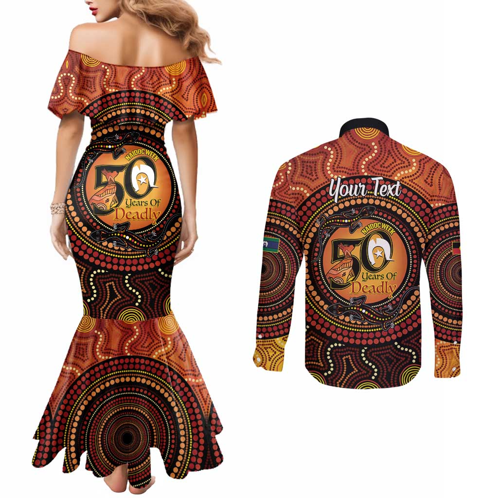 NAIDOC Week 2026 Personalised Couples Matching Mermaid Dress and Long Sleeve Button Shirt 50 Years of Deadly Lizard Kangaroo Aboriginal Art