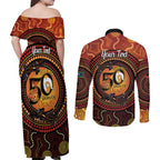 NAIDOC Week 2026 Personalised Couples Matching Off Shoulder Maxi Dress and Long Sleeve Button Shirt 50 Years of Deadly Lizard Kangaroo Aboriginal Art