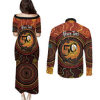 NAIDOC Week 2026 Personalised Couples Matching Puletasi and Long Sleeve Button Shirt 50 Years of Deadly Lizard Kangaroo Aboriginal Art