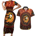 NAIDOC Week 2026 Personalised Couples Matching Short Sleeve Bodycon Dress and Hawaiian Shirt 50 Years of Deadly Lizard Kangaroo Aboriginal Art