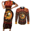 NAIDOC Week 2026 Personalised Couples Matching Short Sleeve Bodycon Dress and Long Sleeve Button Shirt 50 Years of Deadly Lizard Kangaroo Aboriginal Art