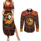 NAIDOC Week 2026 Personalised Couples Matching Summer Maxi Dress and Long Sleeve Button Shirt 50 Years of Deadly Lizard Kangaroo Aboriginal Art