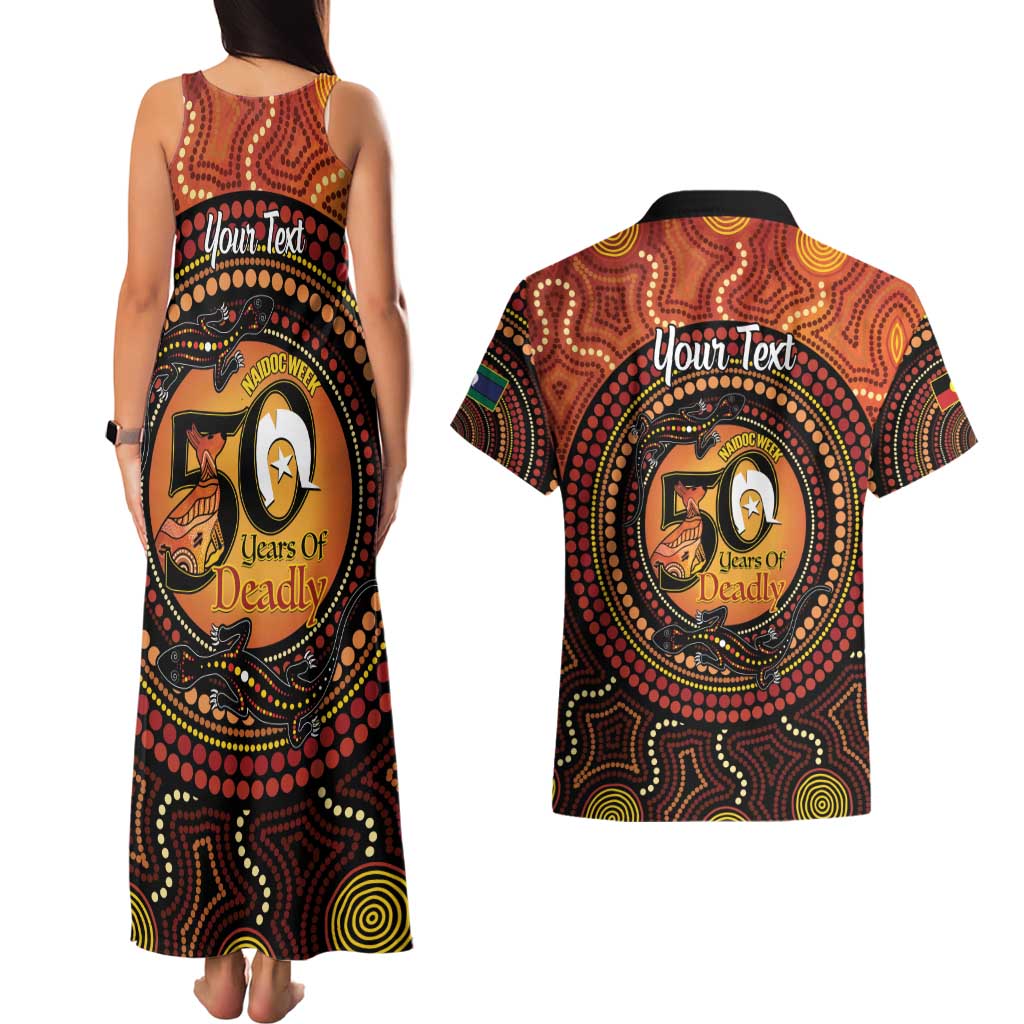 NAIDOC Week 2026 Personalised Couples Matching Tank Maxi Dress and Hawaiian Shirt 50 Years of Deadly Lizard Kangaroo Aboriginal Art