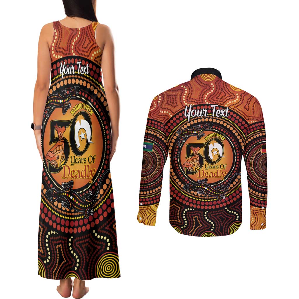 NAIDOC Week 2026 Personalised Couples Matching Tank Maxi Dress and Long Sleeve Button Shirt 50 Years of Deadly Lizard Kangaroo Aboriginal Art