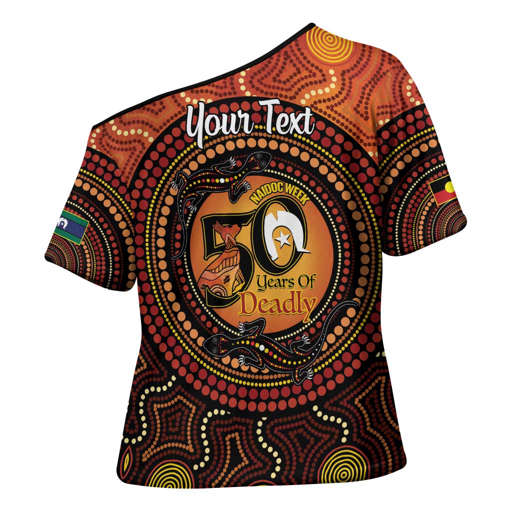 NAIDOC Week 2026 Personalised Cross Shoulder Shirt 50 Years of Deadly Lizard Kangaroo Aboriginal Art