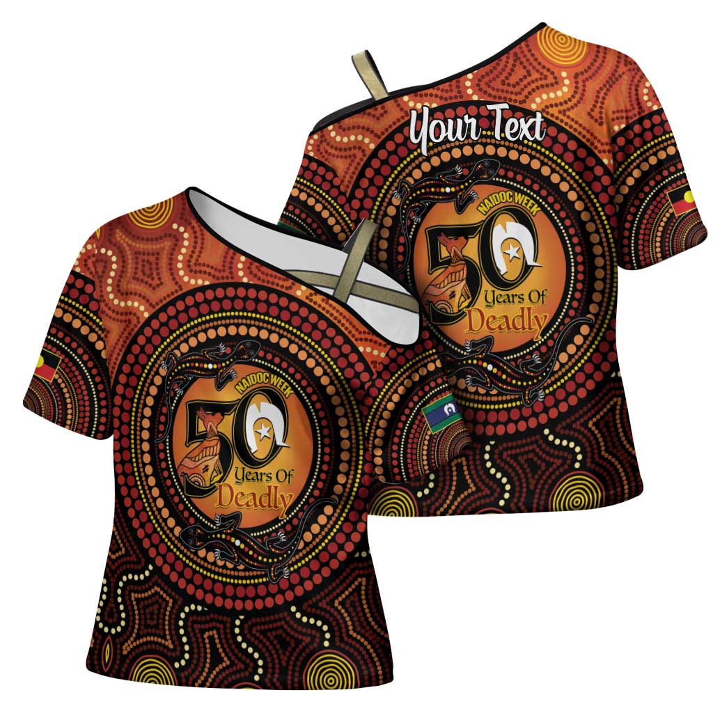 NAIDOC Week 2026 Personalised Cross Shoulder Shirt 50 Years of Deadly Lizard Kangaroo Aboriginal Art