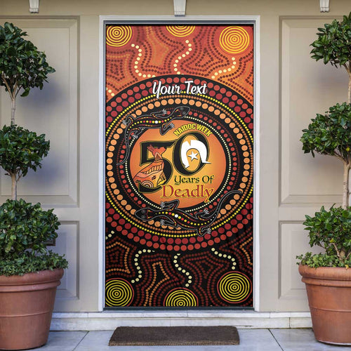NAIDOC Week 2026 Personalised Door Cover 50 Years of Deadly Lizard Kangaroo Aboriginal Art
