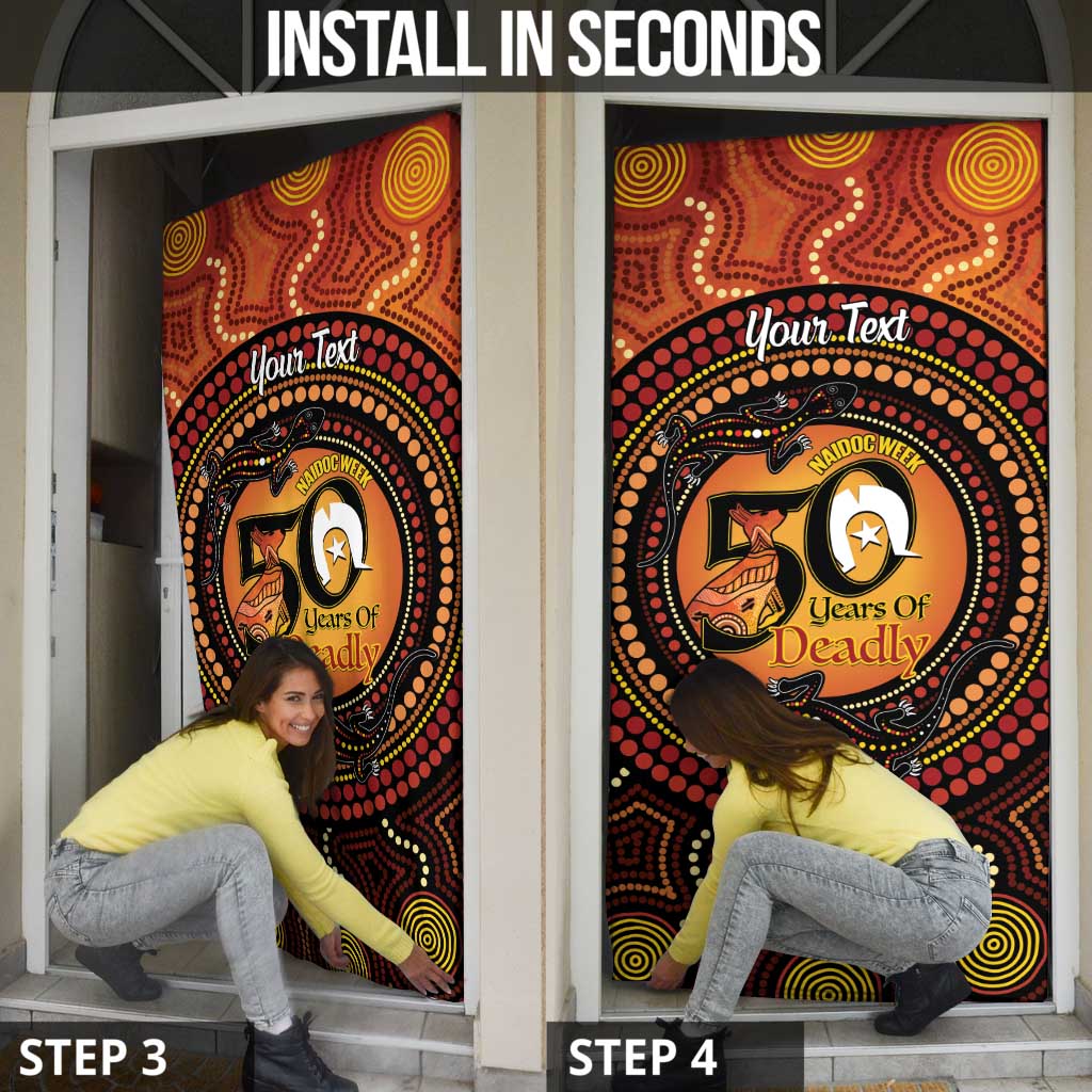 NAIDOC Week 2026 Personalised Door Cover 50 Years of Deadly Lizard Kangaroo Aboriginal Art