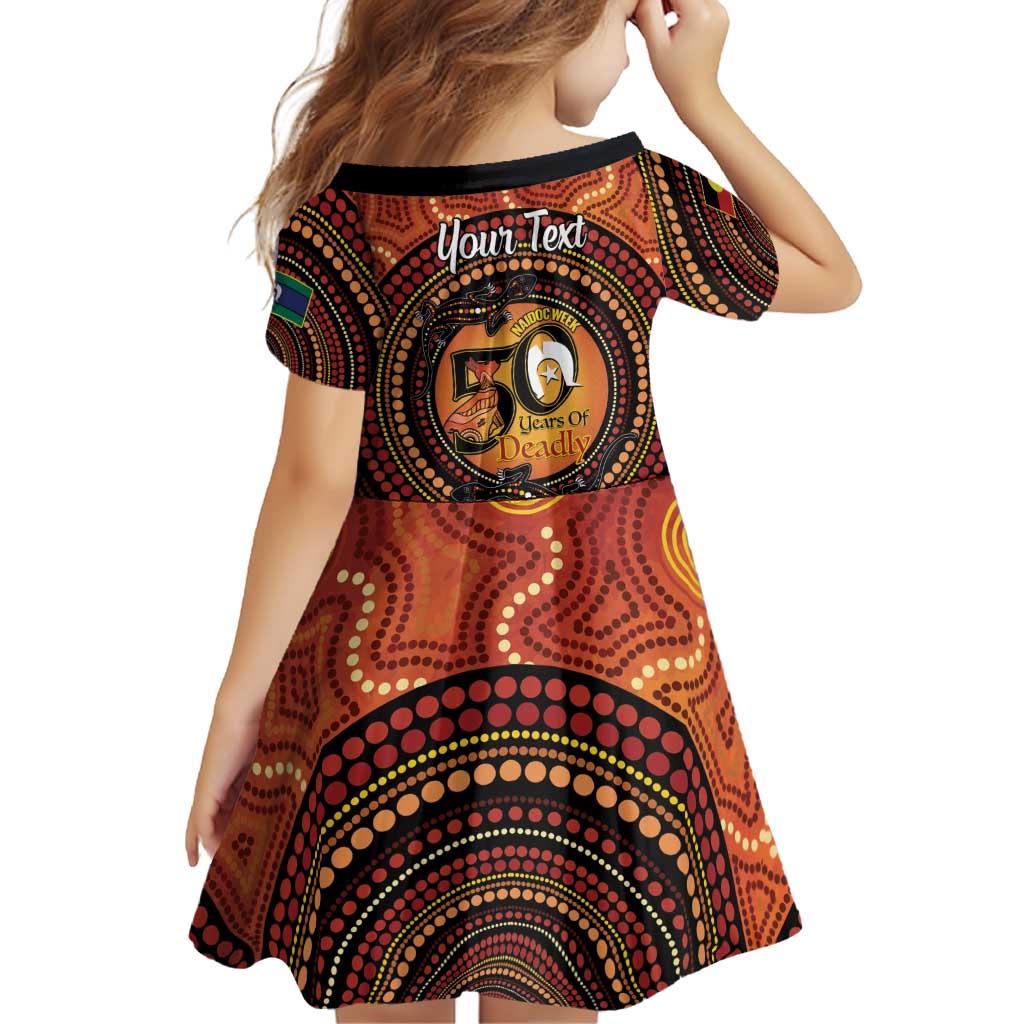 NAIDOC Week 2026 Personalised Family Matching Off The Shoulder Long Sleeve Dress and Hawaiian Shirt 50 Years of Deadly Lizard Kangaroo Aboriginal Art
