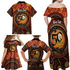 NAIDOC Week 2026 Personalised Family Matching Off Shoulder Maxi Dress and Hawaiian Shirt 50 Years of Deadly Lizard Kangaroo Aboriginal Art