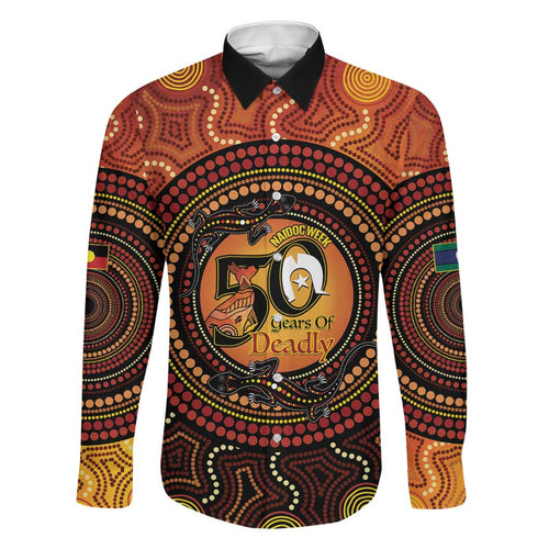 NAIDOC Week 2026 Personalised Family Matching Off Shoulder Maxi Dress and Hawaiian Shirt 50 Years of Deadly Lizard Kangaroo Aboriginal Art
