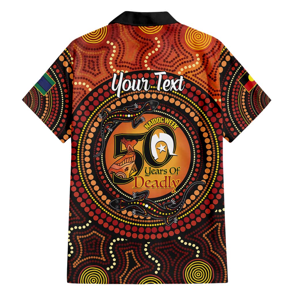 NAIDOC Week 2026 Personalised Family Matching Off Shoulder Short Dress and Hawaiian Shirt 50 Years of Deadly Lizard Kangaroo Aboriginal Art