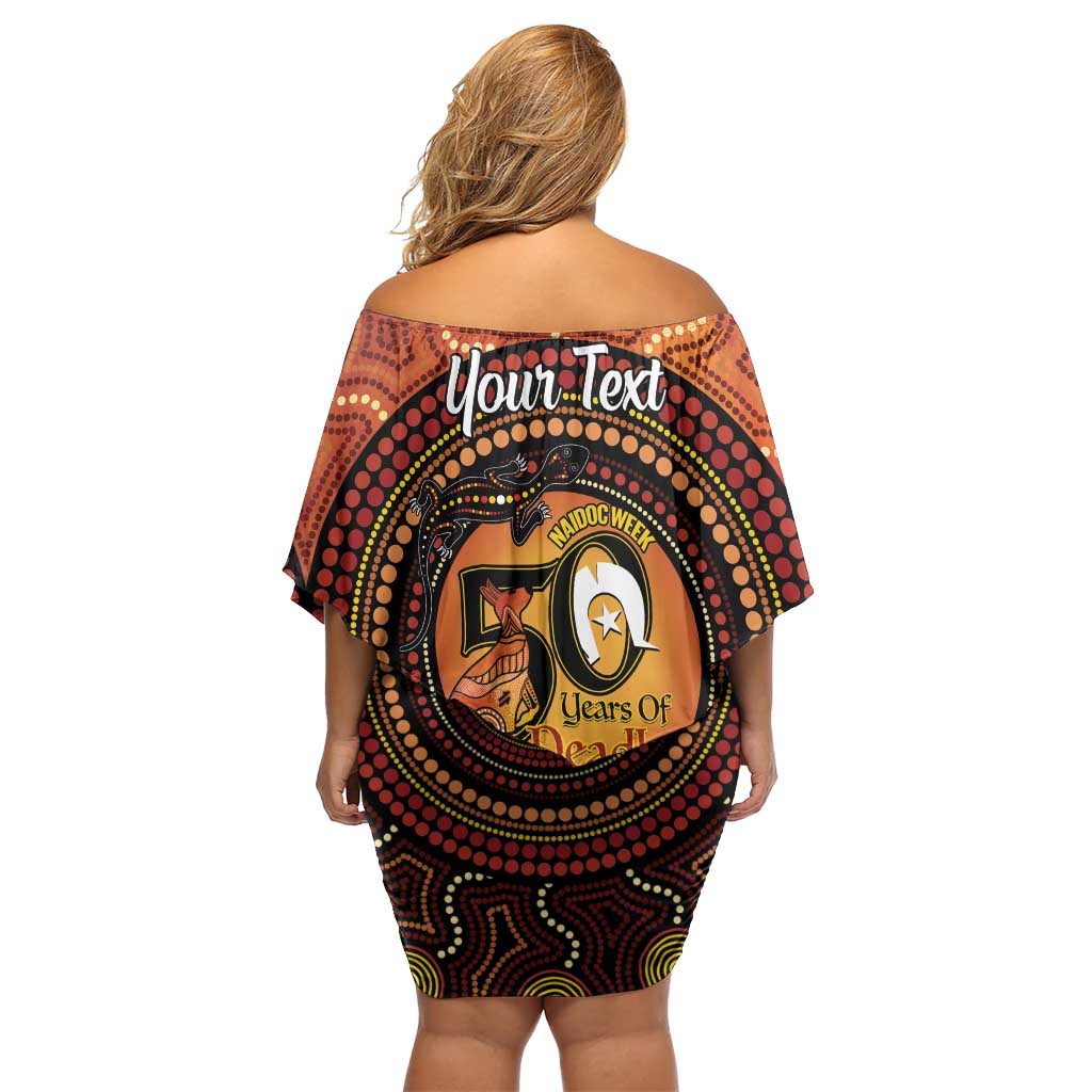 NAIDOC Week 2026 Personalised Family Matching Off Shoulder Short Dress and Hawaiian Shirt 50 Years of Deadly Lizard Kangaroo Aboriginal Art