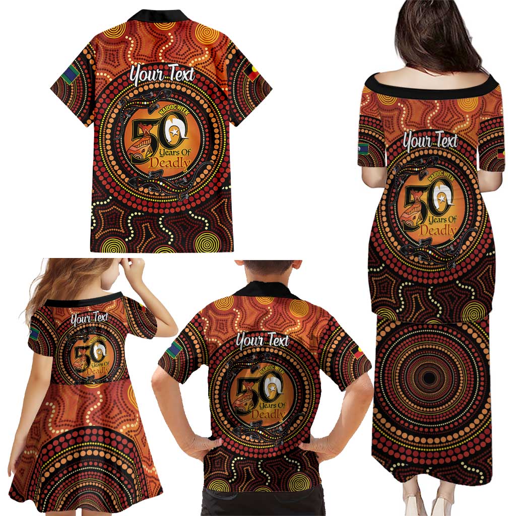 NAIDOC Week 2026 Personalised Family Matching Puletasi and Hawaiian Shirt 50 Years of Deadly Lizard Kangaroo Aboriginal Art