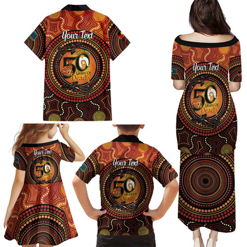 NAIDOC Week 2026 Personalised Family Matching Puletasi and Hawaiian Shirt 50 Years of Deadly Lizard Kangaroo Aboriginal Art