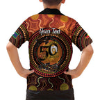 NAIDOC Week 2026 Personalised Family Matching Short Sleeve Bodycon Dress and Hawaiian Shirt 50 Years of Deadly Lizard Kangaroo Aboriginal Art