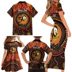 NAIDOC Week 2026 Personalised Family Matching Short Sleeve Bodycon Dress and Hawaiian Shirt 50 Years of Deadly Lizard Kangaroo Aboriginal Art