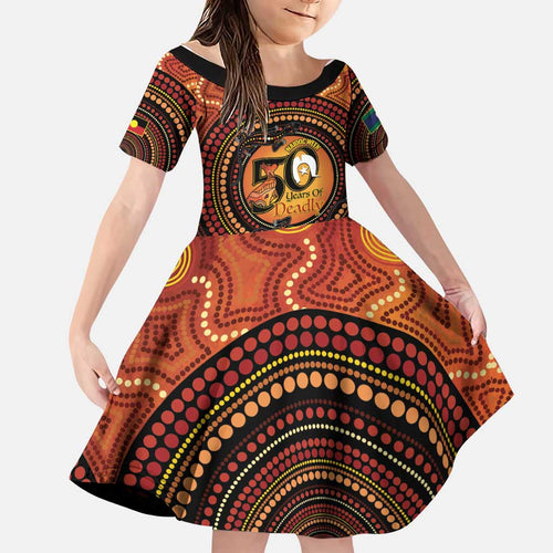 NAIDOC Week 2026 Personalised Family Matching Summer Maxi Dress and Hawaiian Shirt 50 Years of Deadly Lizard Kangaroo Aboriginal Art