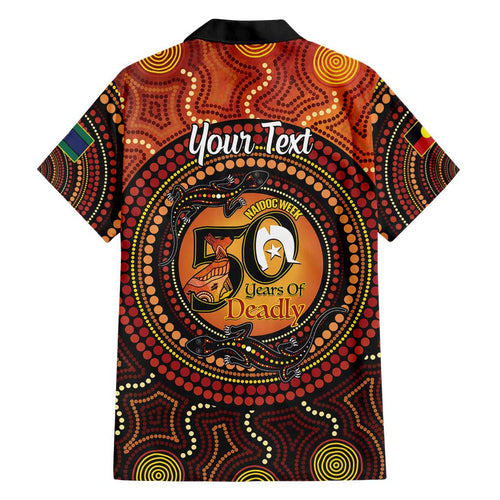 NAIDOC Week 2026 Personalised Family Matching Summer Maxi Dress and Hawaiian Shirt 50 Years of Deadly Lizard Kangaroo Aboriginal Art