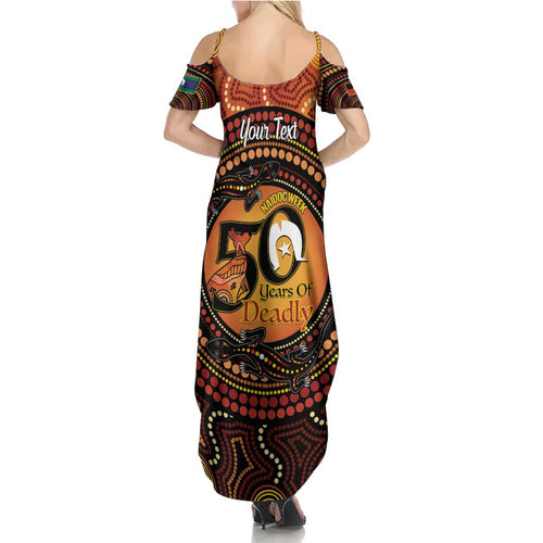 NAIDOC Week 2026 Personalised Family Matching Summer Maxi Dress and Hawaiian Shirt 50 Years of Deadly Lizard Kangaroo Aboriginal Art