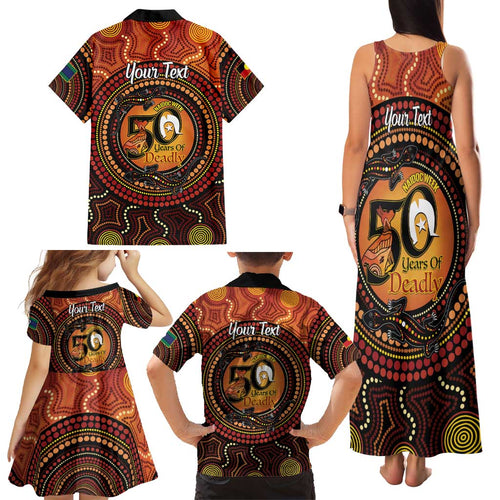 NAIDOC Week 2026 Personalised Family Matching Tank Maxi Dress and Hawaiian Shirt 50 Years of Deadly Lizard Kangaroo Aboriginal Art