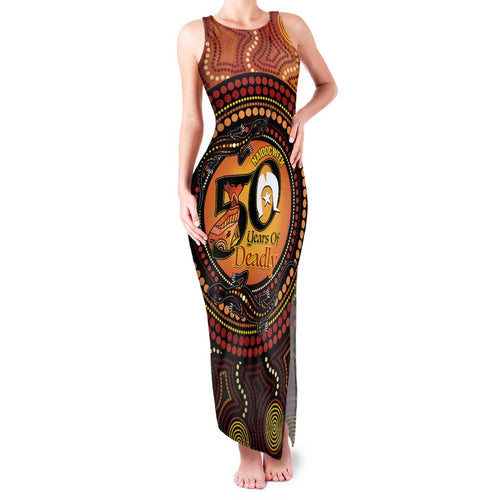 NAIDOC Week 2026 Personalised Family Matching Tank Maxi Dress and Hawaiian Shirt 50 Years of Deadly Lizard Kangaroo Aboriginal Art
