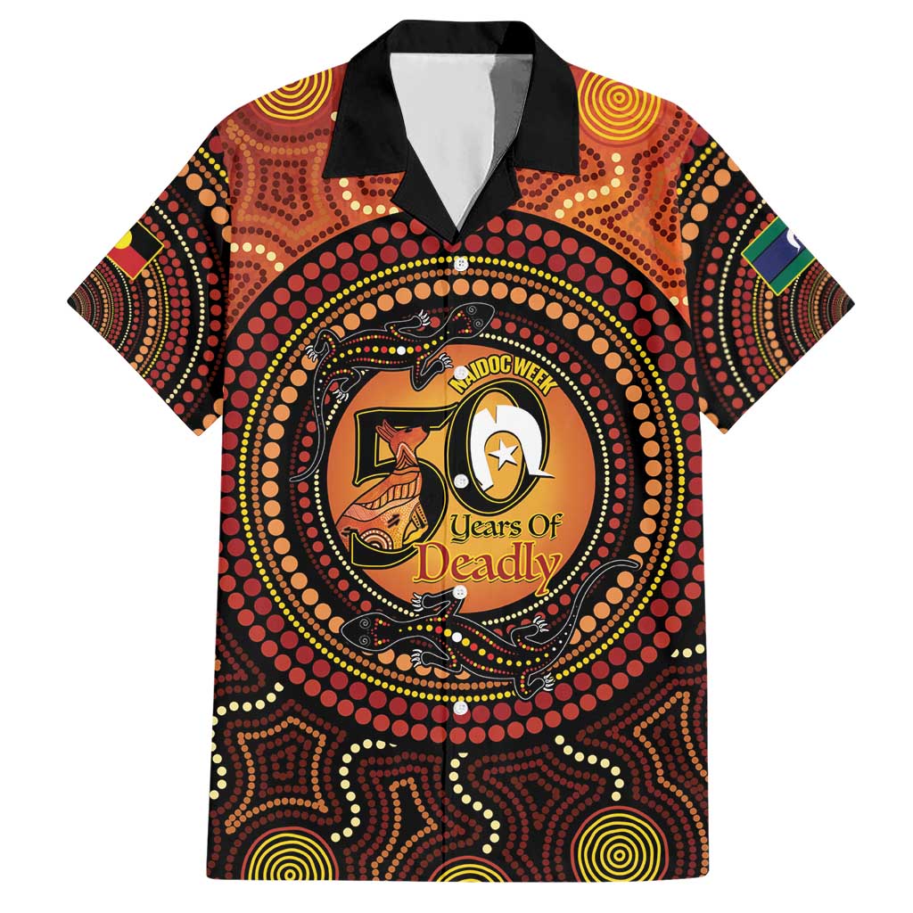 NAIDOC Week 2026 Personalised Hawaiian Shirt 50 Years of Deadly Lizard Kangaroo Aboriginal Art