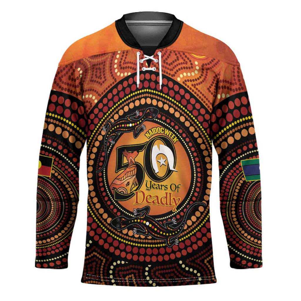 NAIDOC Week 2026 Personalised Hockey Jersey 50 Years of Deadly Lizard Kangaroo Aboriginal Art