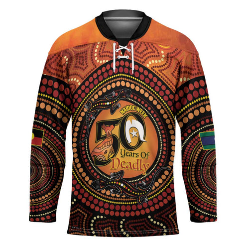 NAIDOC Week 2026 Personalised Hockey Jersey 50 Years of Deadly Lizard Kangaroo Aboriginal Art