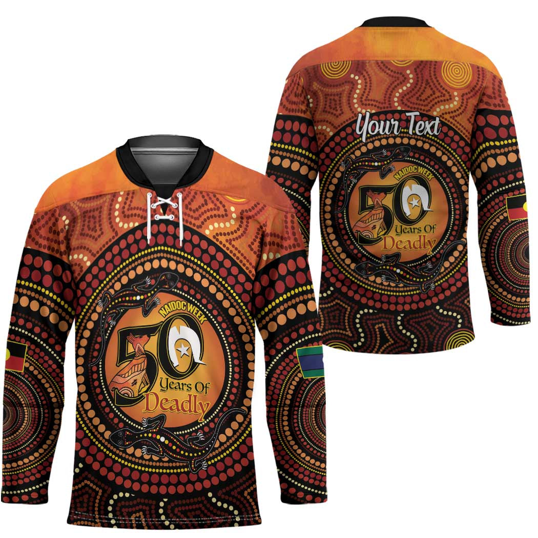 NAIDOC Week 2026 Personalised Hockey Jersey 50 Years of Deadly Lizard Kangaroo Aboriginal Art