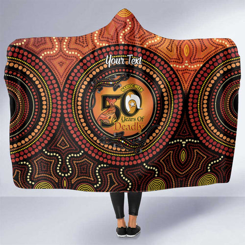 NAIDOC Week 2026 Personalised Hooded Blanket 50 Years of Deadly Lizard Kangaroo Aboriginal Art