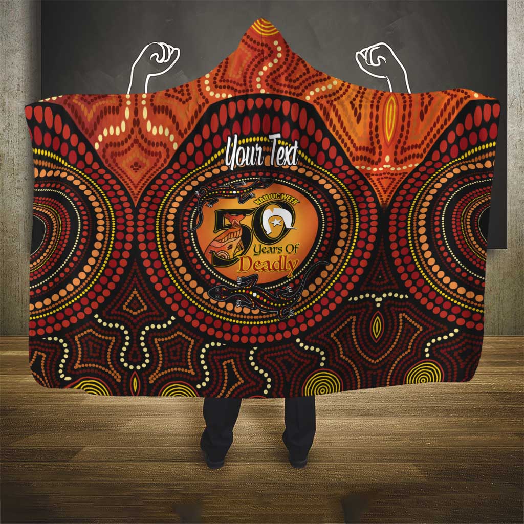 NAIDOC Week 2026 Personalised Hooded Blanket 50 Years of Deadly Lizard Kangaroo Aboriginal Art