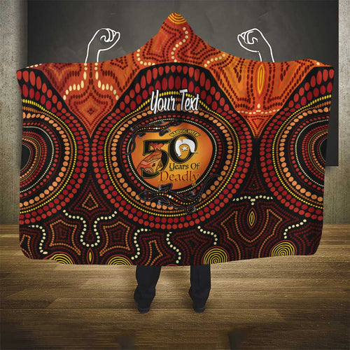 NAIDOC Week 2026 Personalised Hooded Blanket 50 Years of Deadly Lizard Kangaroo Aboriginal Art