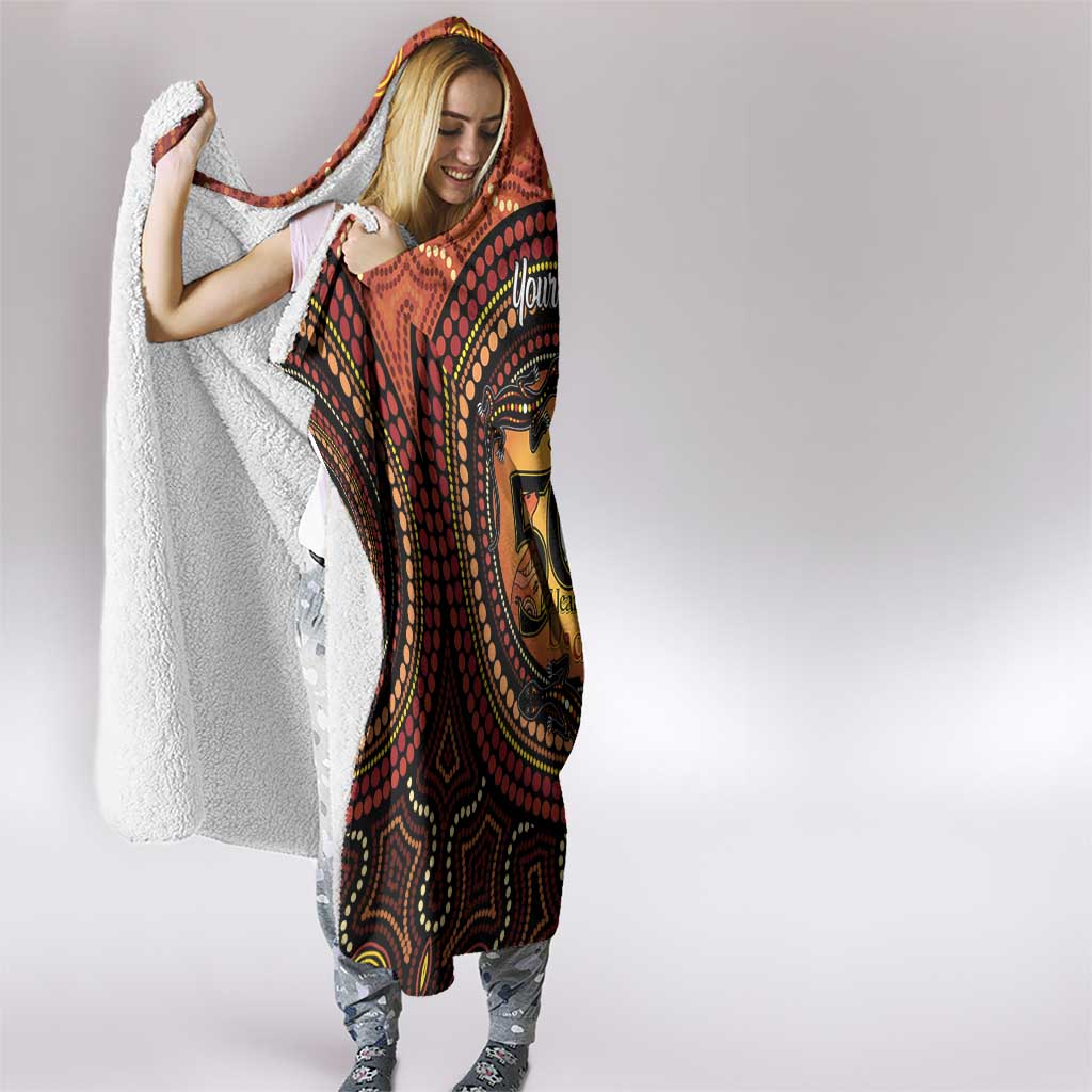 NAIDOC Week 2026 Personalised Hooded Blanket 50 Years of Deadly Lizard Kangaroo Aboriginal Art
