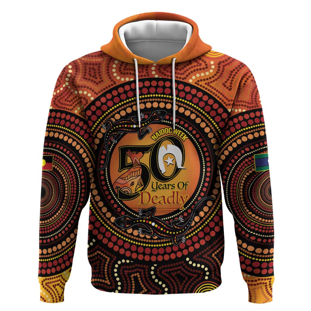 NAIDOC Week 2026 Personalised Hoodie 50 Years of Deadly Lizard Kangaroo Aboriginal Art