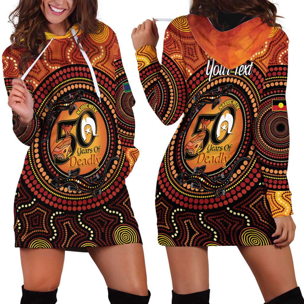 NAIDOC Week 2026 Personalised Hoodie Dress 50 Years of Deadly Lizard Kangaroo Aboriginal Art