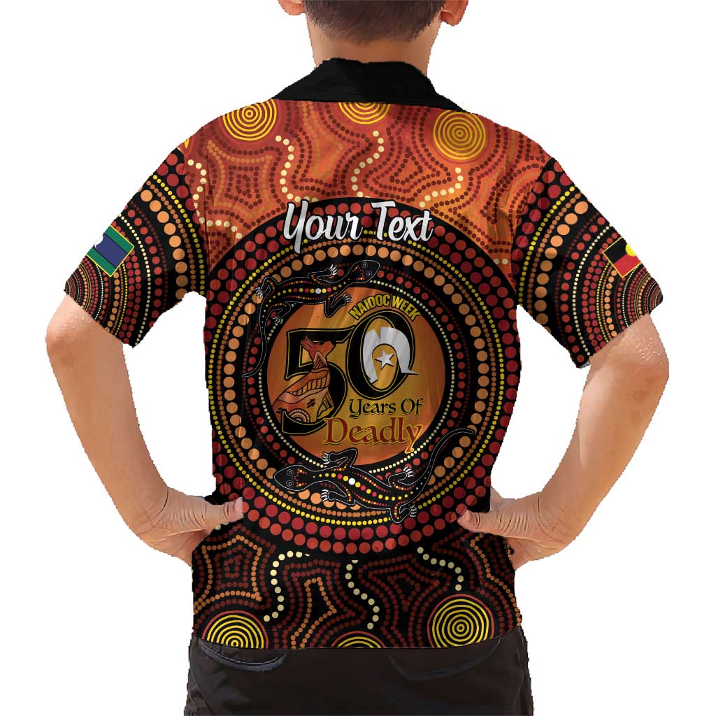 NAIDOC Week 2026 Personalised Kid Hawaiian Shirt 50 Years of Deadly Lizard Kangaroo Aboriginal Art