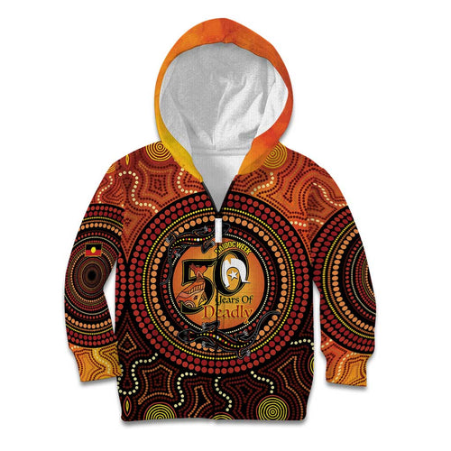 NAIDOC Week 2026 Personalised Kid Hoodie 50 Years of Deadly Lizard Kangaroo Aboriginal Art